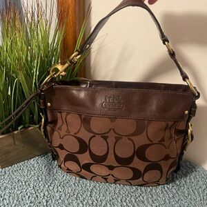 Coach Dark Brown Signature Shoulder Bag